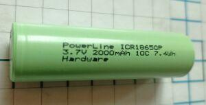  Li-ion 18650 2000ma " Power Line ICR 18650 P Hardware  " (  2100 maH 13A   3-X  ) .