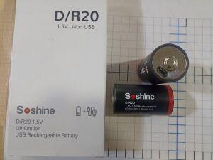  LI-ion D 1,5V SOSHINE 6000 ( R-20,4000ma, 1,5V ,Li-ion,  Micro USB ( V8).