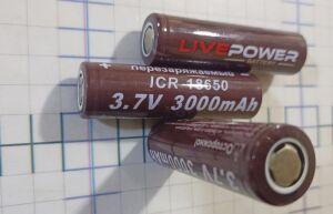  LI-ion 18650  " 3000 G70 LP    " ( 1650 mah , 12A   3-  , 21  ) .